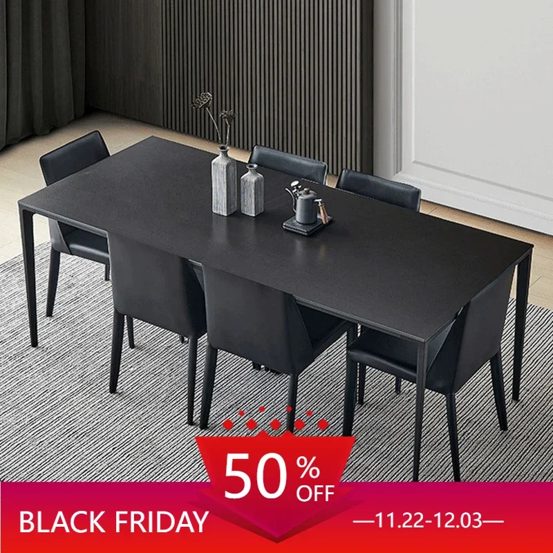 

Pure black dining table coffee Italian style minimalist modern high-end Dressing rectangular arredamento home furniture XY50DT