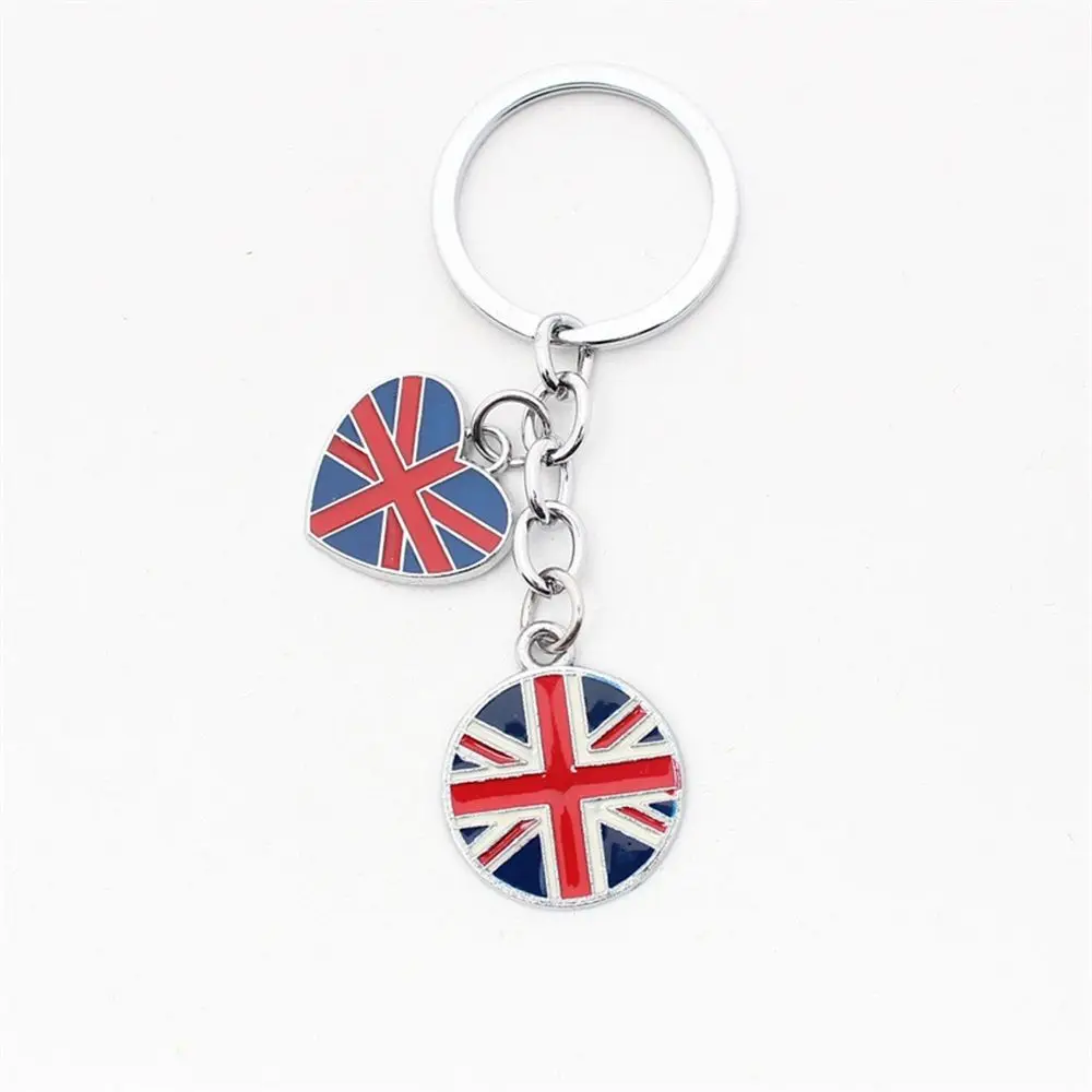 Fashion Jewelry Excellent Quality Key Chain Union Jack Keyring GB British Flag UK Flag Keychain Heart Pendant