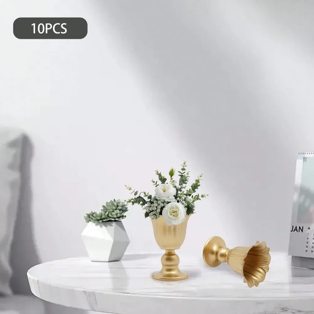 

Gold Vases For Centerpieces Wedding Centerpieces 10 Pcs Small Compote Vase, 4.9 Metal Trumpet Vase, Wedding Reception Vases, Mi