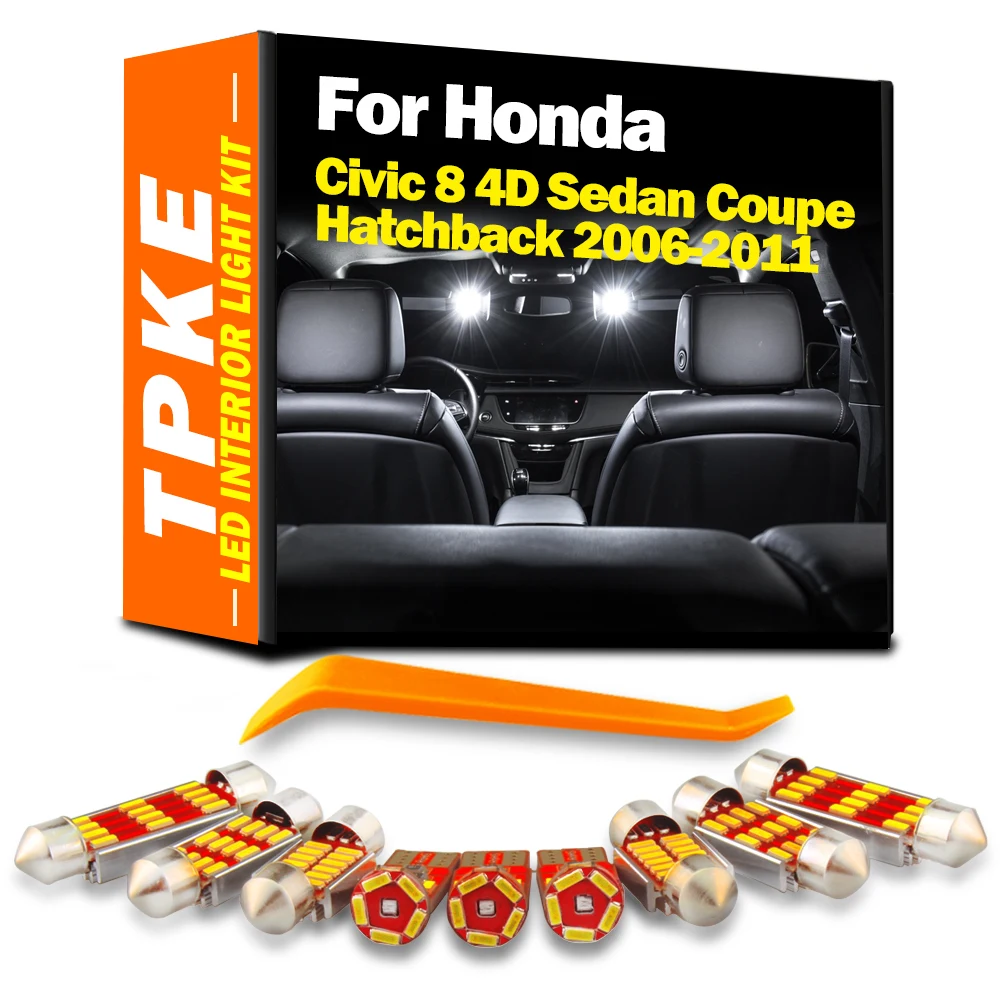

TPKE 8 шт. Canbus для Honda Civic 8 4D Седан купе, хэтчбек 2006-2010 2011 светодиодная внутренняя карта купольная пластина стандартная лампа для помещений