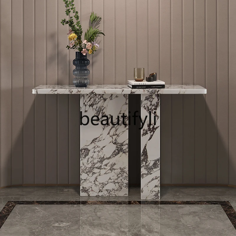 

Высококачественный мраморный стол в прихожей для прихожей у стены, французский свет, роскошный стол в прихожей, полка для хранения