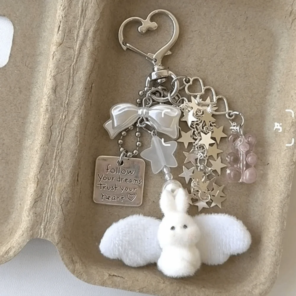 Beaded Design Phone Charms Pendant Angel Wings Shape Rabbit Shape Rabbit Keychain Keychain Attachment Cases Included