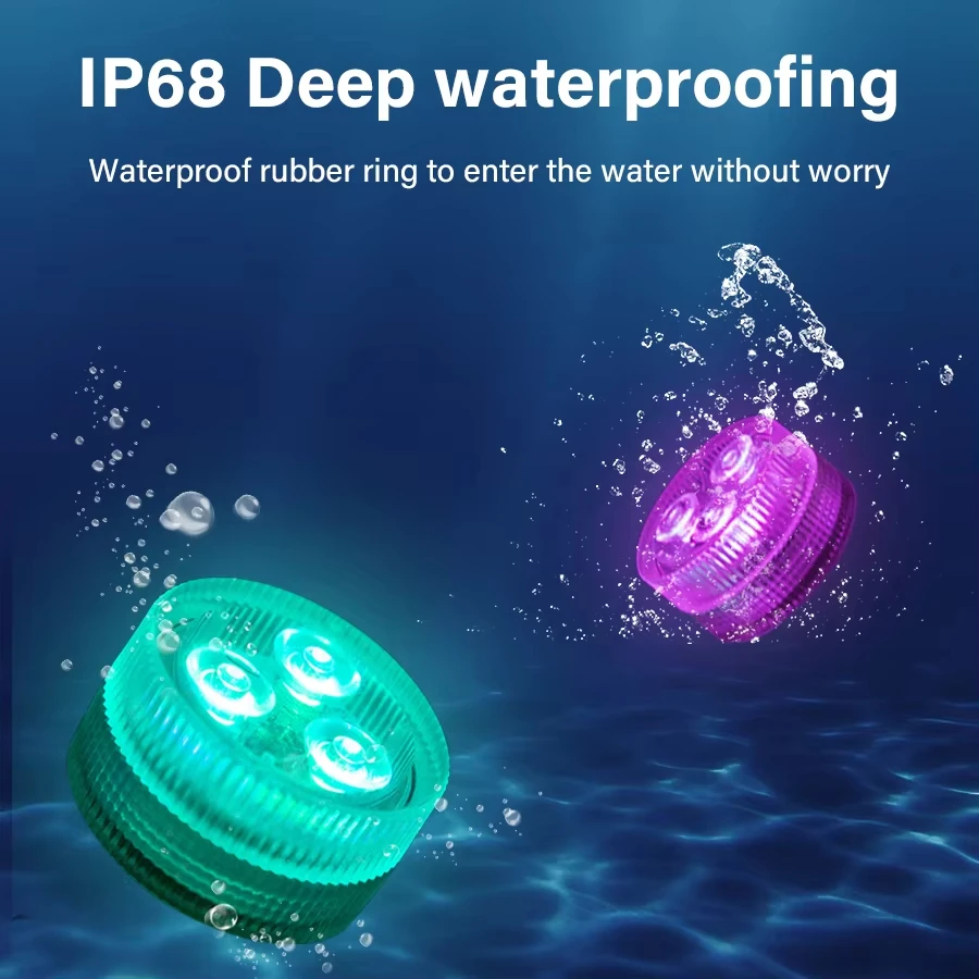 

Submersible 3 LED Lights Waterproof Underwater RGB with Remote Control Colour-Changing Light, Battery-Operated Flameless Lamps