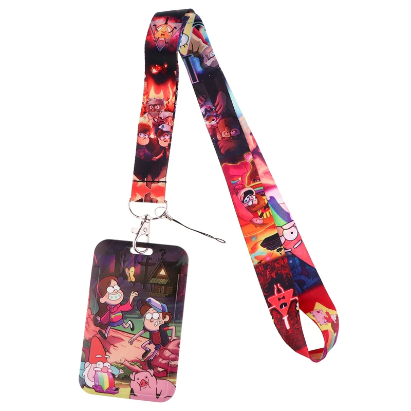 Gravity Falls Art Cartoon Anime Fashion Lanyards Bus ID Name Work Card Holder Accessories Decorations Kids Gifts