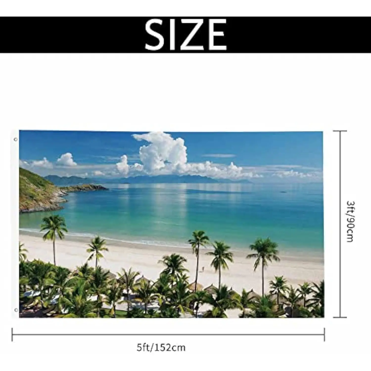 Tropical Beach Flag Outdoor Palm Tree Ocean Sunlight Coastline Durable 3x5FT 4x6FT Garden House Banner