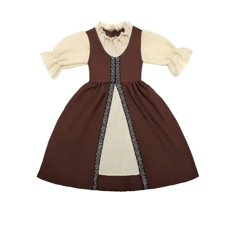 Vestido largo de Halloween para mujer, disfraz de cosplay retro mileval para niños, disfraz de actuación de escenario de jardín de infantes, nuevo