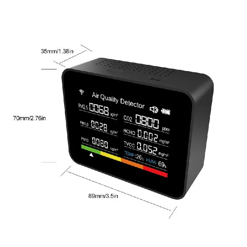 Tuya-Testeur de qualité de l'air intérieur 13 en 1, moniteur de qualité de l'air WiFi pour CO2, TVOC, HCHO, PM2.5, PM1.0, PM10, température, humidité, plus