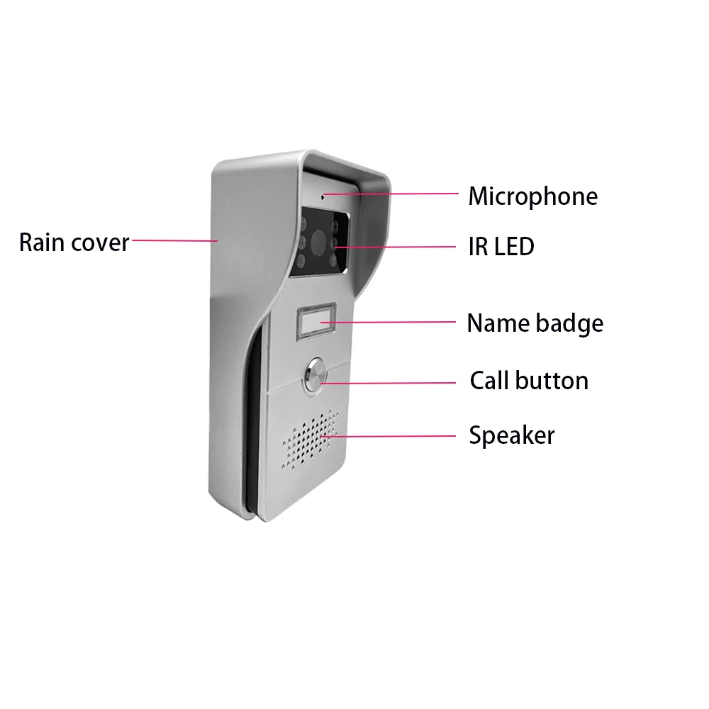Citofono 핸드셋 포함 비디오 인터콤, 싱글 하우스용 이름 배지 포함, 방수 야외 스테이션, 4 와이어