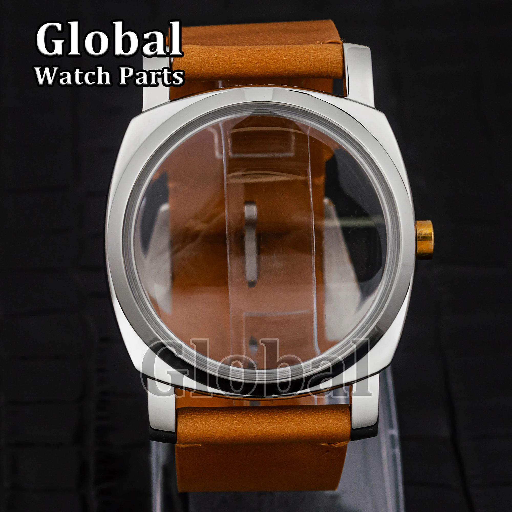 

PAM Stainless Steel Case for PAM 6152 Glass Bottom Genuine Leather Strap 100M Waterproof Fit ETA 6497/6498/ST3600 Movement