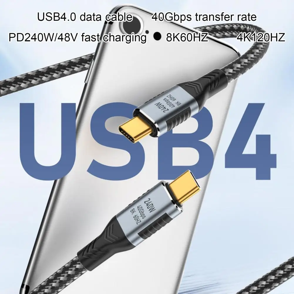 Usb 4.0 Data Cable 240w Fast Charging Line 40gbps High Speed 8k 60hz Hd Video Cable Multi-functional Type-c 4.0