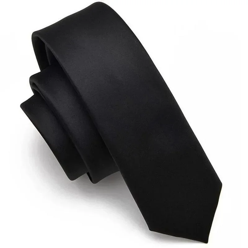 New Simple Matte Black Clip‑on Tie Pre‑Tied Security Uniform Necktie Doorman Steward Funeral Formal Tie For Men Women Students