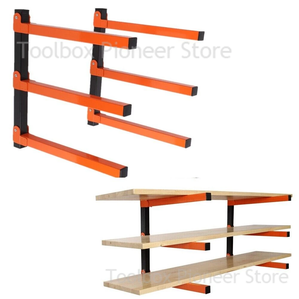 

Firewood Rack Lumber Storage Rack Workshop Metal Tool Cabinets Wood Organizer 3-Level Each Shelf Garage Tool organizer