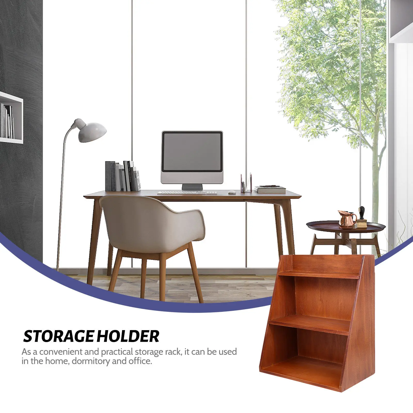 Multi-Layer Wooden Storage Rack Sturdy Sundries Holder Smooth Surface Desktop Organizer Shelf Multi-Layer Storage Rack
