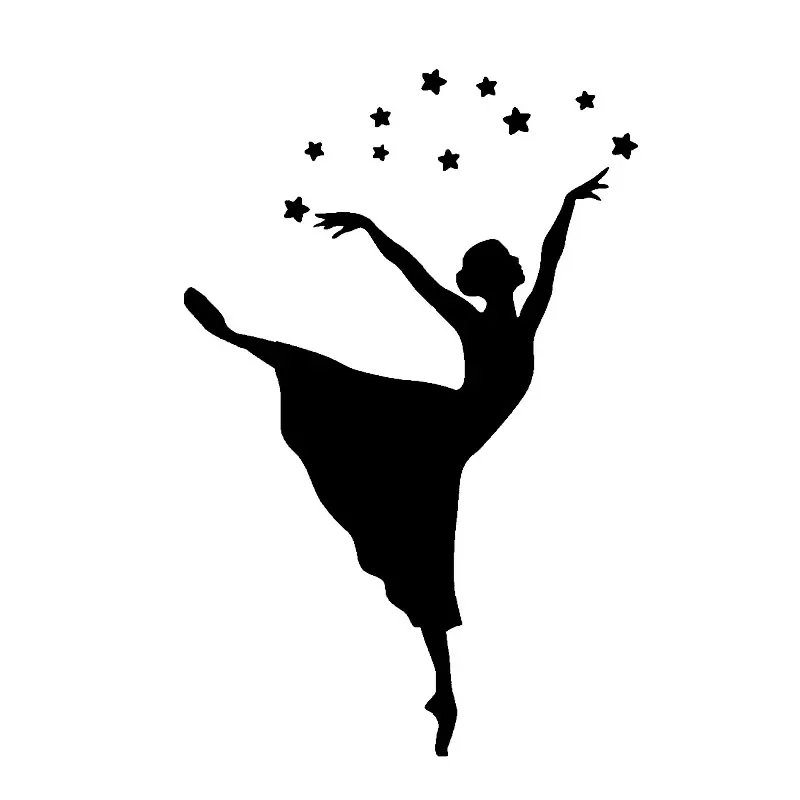 

Female Dancer and Cute Star Sticker High Quality Car Window Decoration Personality Pvc Waterproof Decal Black/white, 14cm*9cm
