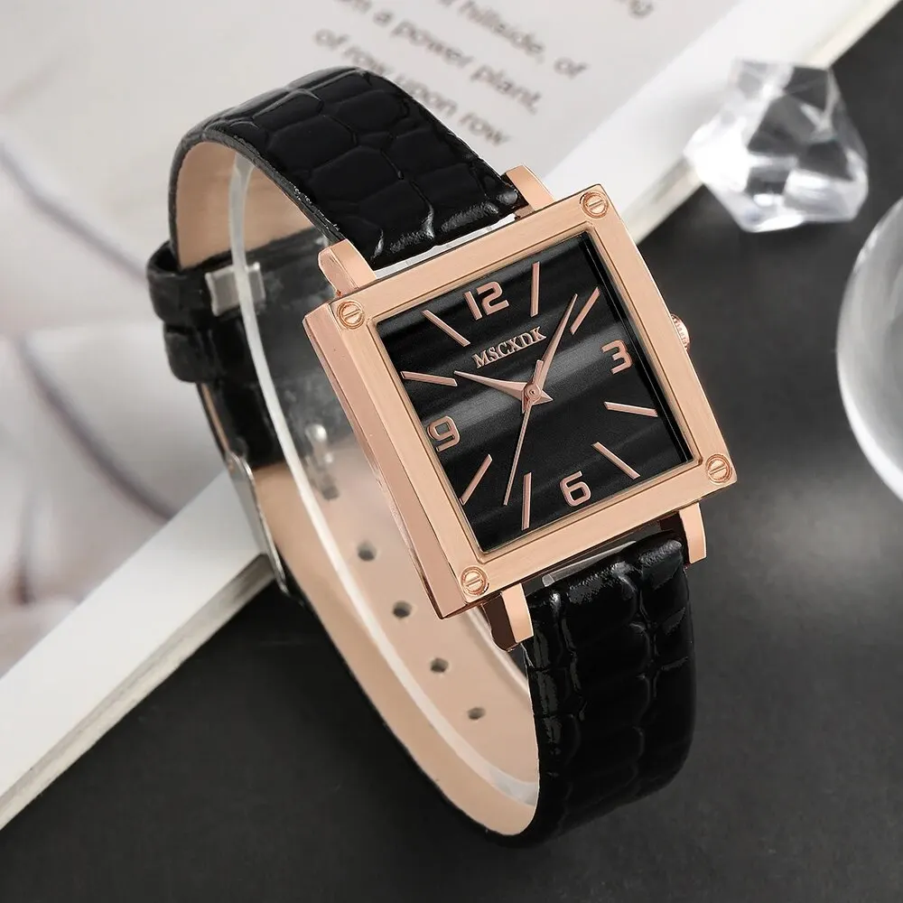 Female Fashion Watch Simple Leather Quartz Wristwatch Women Felt Underarm Bag Single Shoulder Bag Set Dress Clock Montre Femme