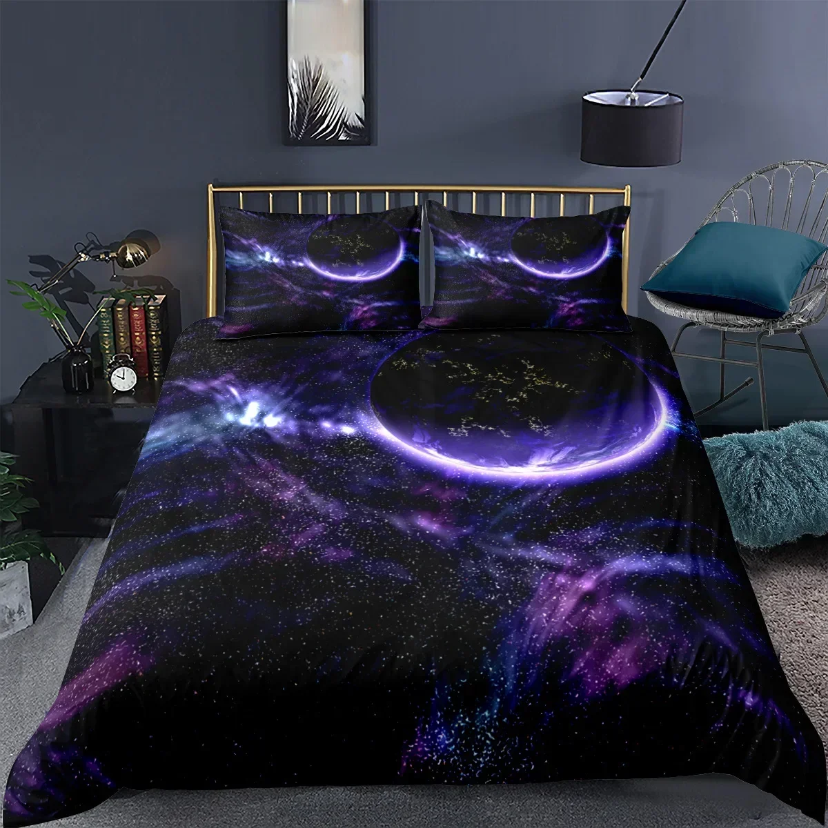 

3D Print Starry Sky Galaxy Outer Space Bedding Set Single Twin Double Queen King Cal King Size Bed Linen Set