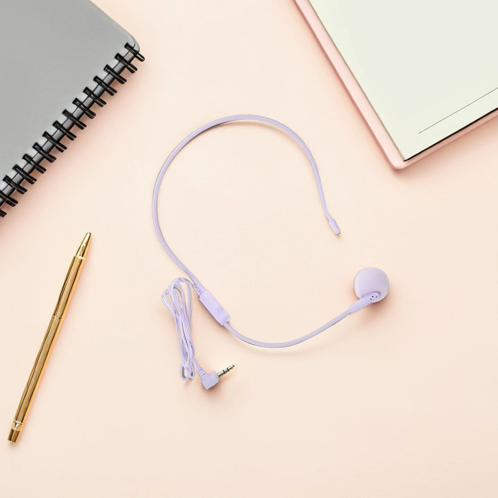 

Wired Purple Headset Microphone Ear Hanging Instrument Mic with Antifeedback for Amplifying Voice Musician Stage Performance