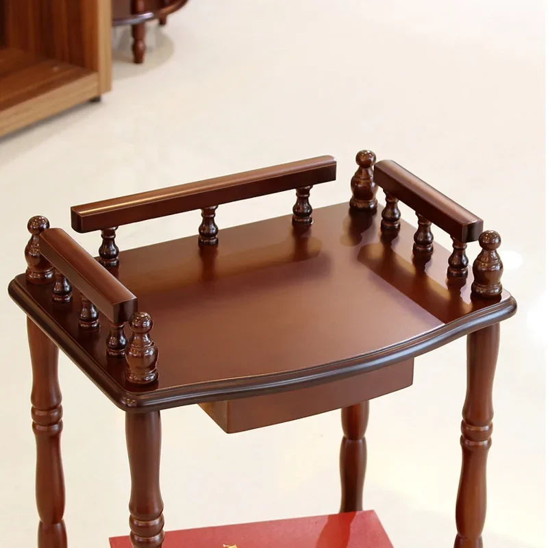 American Minimalist Solid Wood Side Table Retro European Style Coffee Table, Indoor Plant Rack Floor-to-Ceiling Wooden Furniture