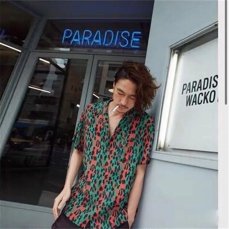 Leopard Print Y2k High Quality Hawaii Beach Men Women Streetwear Casual Short Shirt Japan