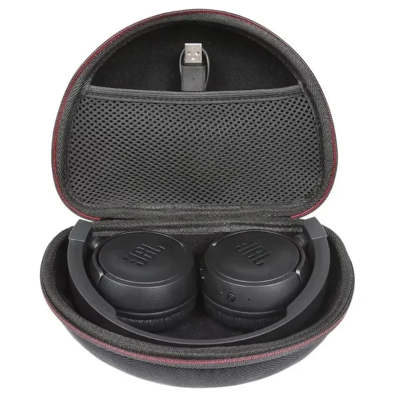 EVA Case for JBL T450BT Hard Headphone Carrying Bag Semi-Waterproof Shockproof Zipper Pouch Velveteen Lining Black Gray