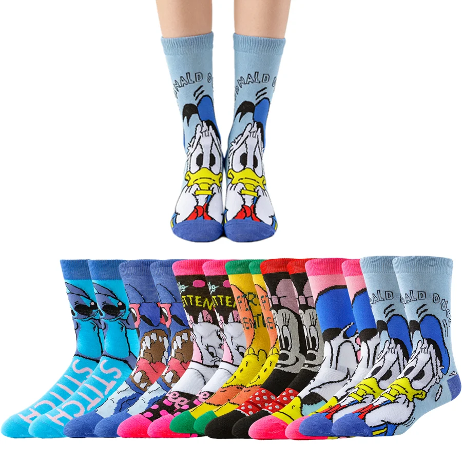 

Носки унисекс с забавным мультяшным аниме-принтом Disney, уличные носки в стиле хип-хоп
