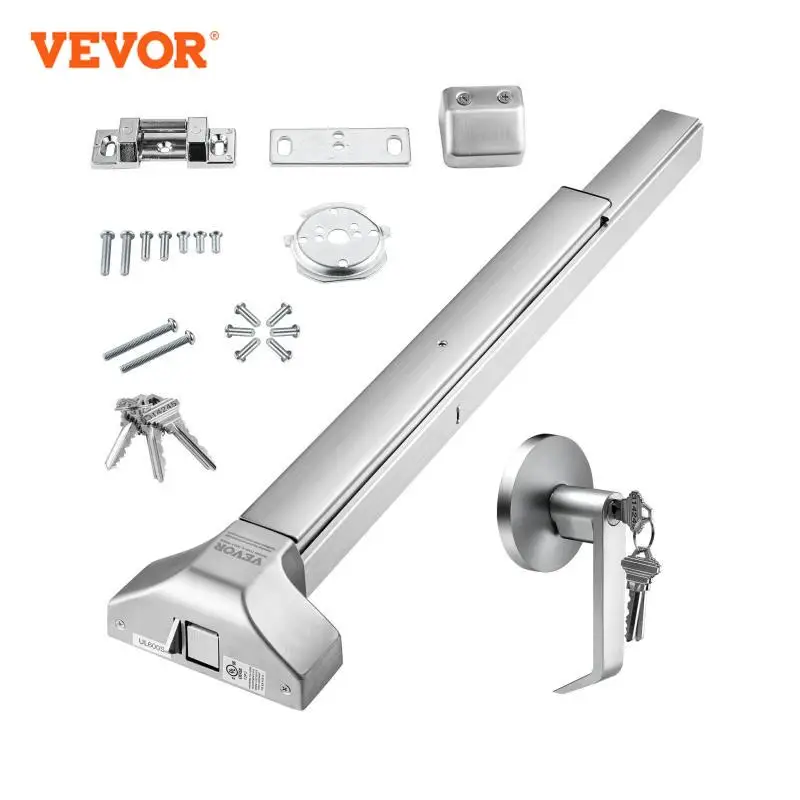 VEVOR Push Bar Door Locks Stainless Steel Panic Bars for Exit Doors with Exterior Lever Push Bar Panic Exit Device Door Hardware