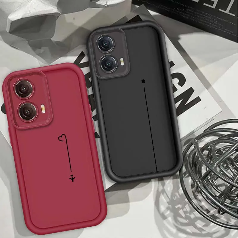 

Line Love Five-Pointed Star Phone Case For Motorola G85 Edge 50 G24 G35 E14 G04 G34 G Stylus G54 G13 G32 G14 5G Eye Ladder