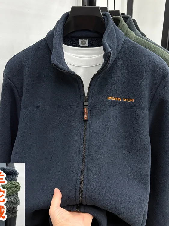 

Мужская утепленная куртка на молнии с воротником-стойкой из полиэфирного волокна для осени и зимы, теплая, деловая, с длинными рукавами