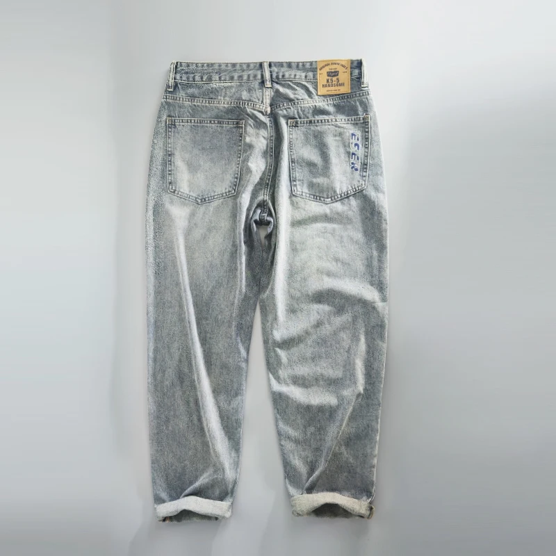 2024 Zomer Lente Nieuwe Katoen Vintage Casual Jeans Voor Mannen Kleding Gewassen Zachte Losse Straight Man Broek Baggy Jeans Kk1056