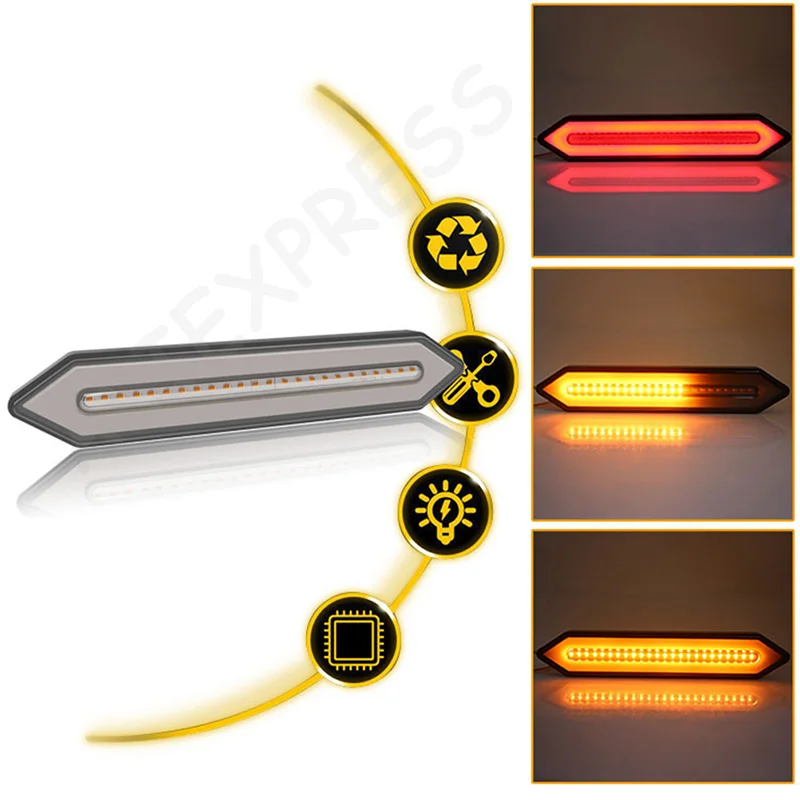 

New3 In 1 100 LED Automobile Truck Trailer Light Waterproof LED Brake Tail Light 3D Flowing Signal Light Lamp