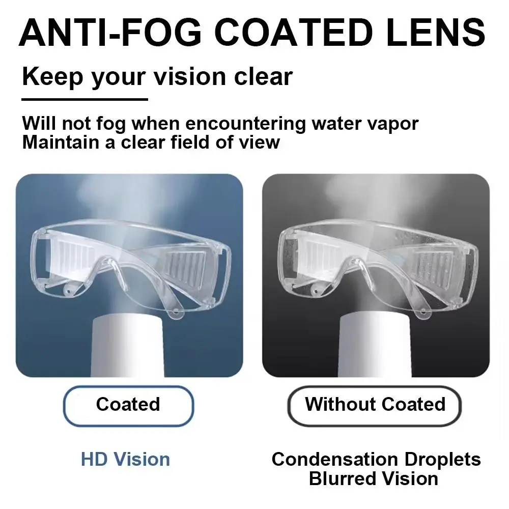 Anti Fog Dust Safety Transparent Glasses Anti-Splash Adjustable Frame Eye Protection Glasses Clear Impact Resistant