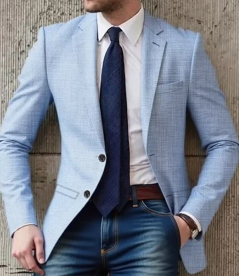 Herrenanzugjacke, Dünner Mantel, Bügelfrei, Pflegeleicht, Kein Pilling, Lässiger Business-Stil, Frühlingsstil, Sommerstil, Herbststil – Detail 2