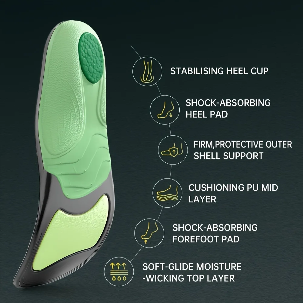 1 Pair Men Women Corrective Insoles, EVA High Arch Support Insoles Foot Support Insoles, Sports Shock Absorbers for Boots