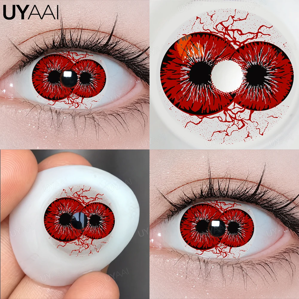 UYAAI Cosplay Kontaktlinse Schönheit Kosmetik Farbige Kontakte Schwarze Linsen Halloween Make-up Cosplay Weiße Linse Kreisblocklinse – Detail 23