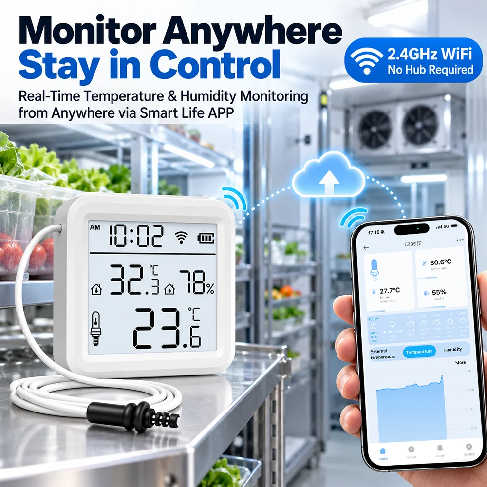Tuya WiFi ZigBee Temperature Humidity Sensor with External Probe LCD Thermometer Hygrometer for Aquarium Fridge Smart Life