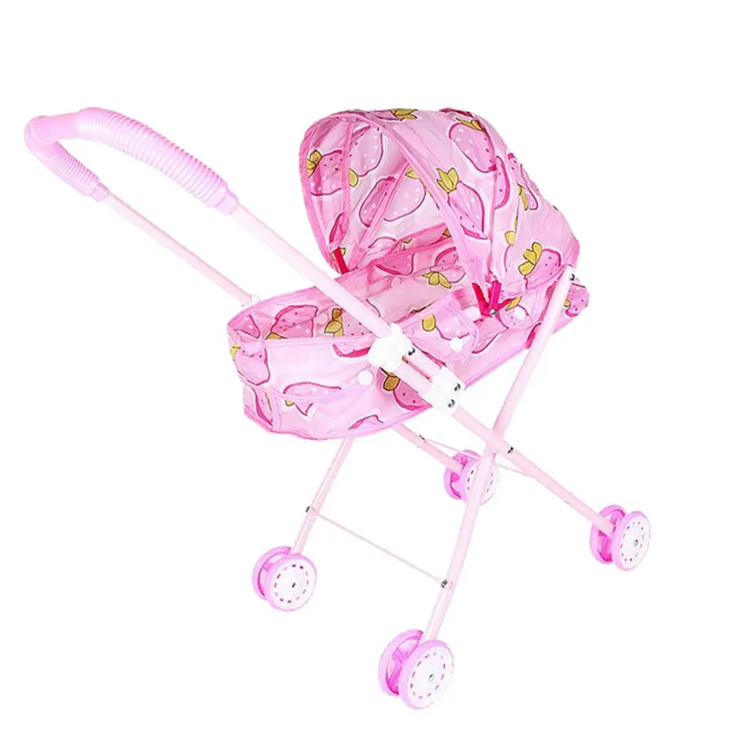 Mini Plastic Baby Push Cart Pushchair Dolls Kids Pretend #2