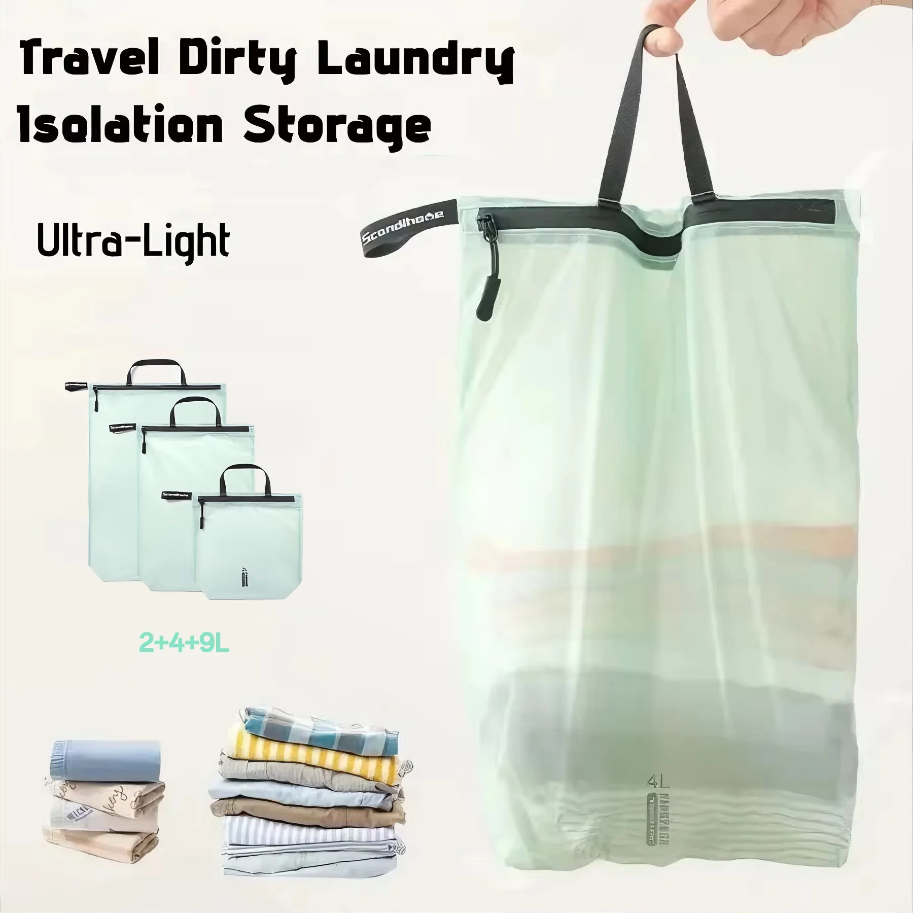 

Waterproof Storage Pouch with Zipper Handle for Clothes Shoes Accessories Portable Organizer for Travel Sports Hiking