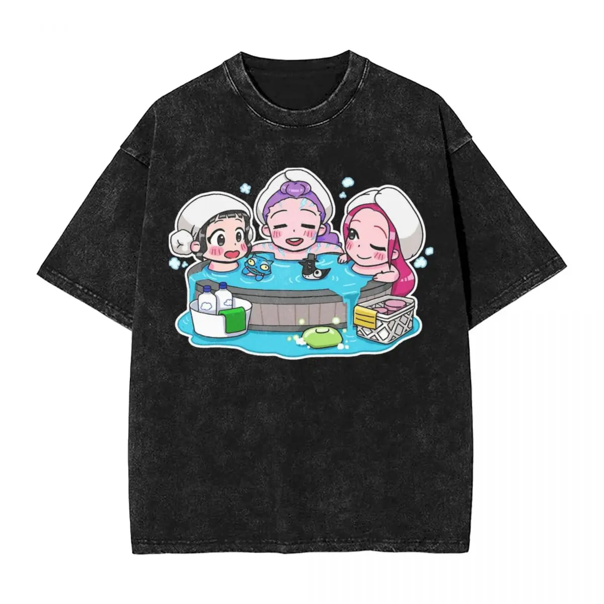 

Kpop Idols Bath Time Kpop Demon Hunters T-Shirt Simple T Shirts Short Sleeves Vintage Tshirt Summer Casual O-Neck Oversized Tops