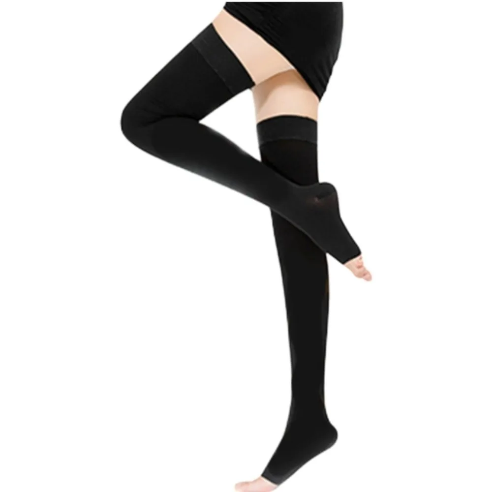 Knee High Pressure Level 2 Varicose Veins Socks Circulation Elastic 23-32mmHg Compression Socks Athletic Recovery Black