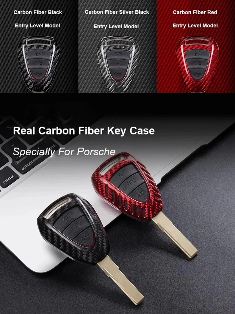 Para Porsche Cayenne 92a Carrera 911 997 Boxster S 2S 4S Turbo Cayman 996 funda protectora para llave mecánica de fibra de carbono Real