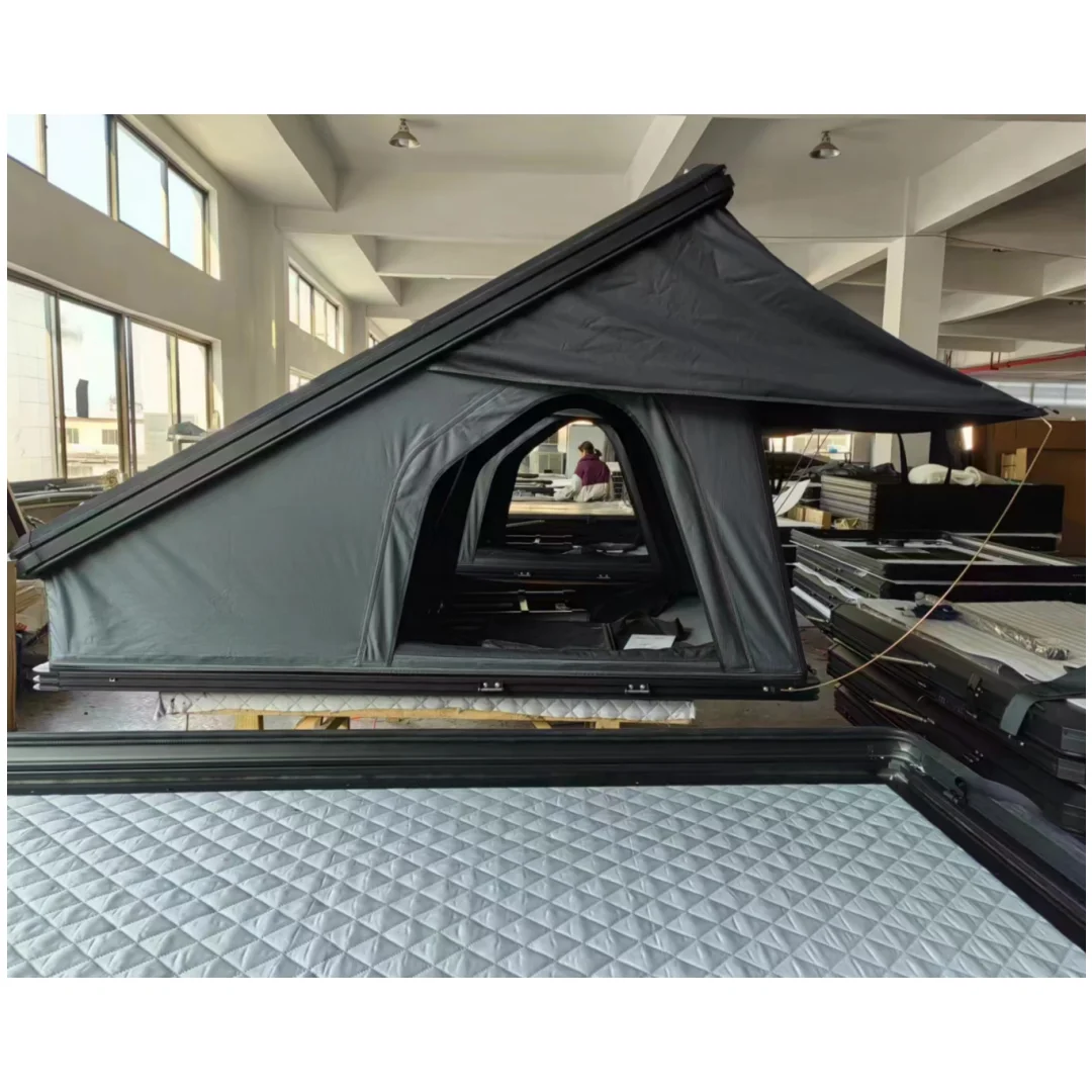 Upgrade 3-4 Person Triangle Roof Tent 280G Oxford Fabric with Aluminium Shell Waterproof Car Rooftop Camping Top Tent