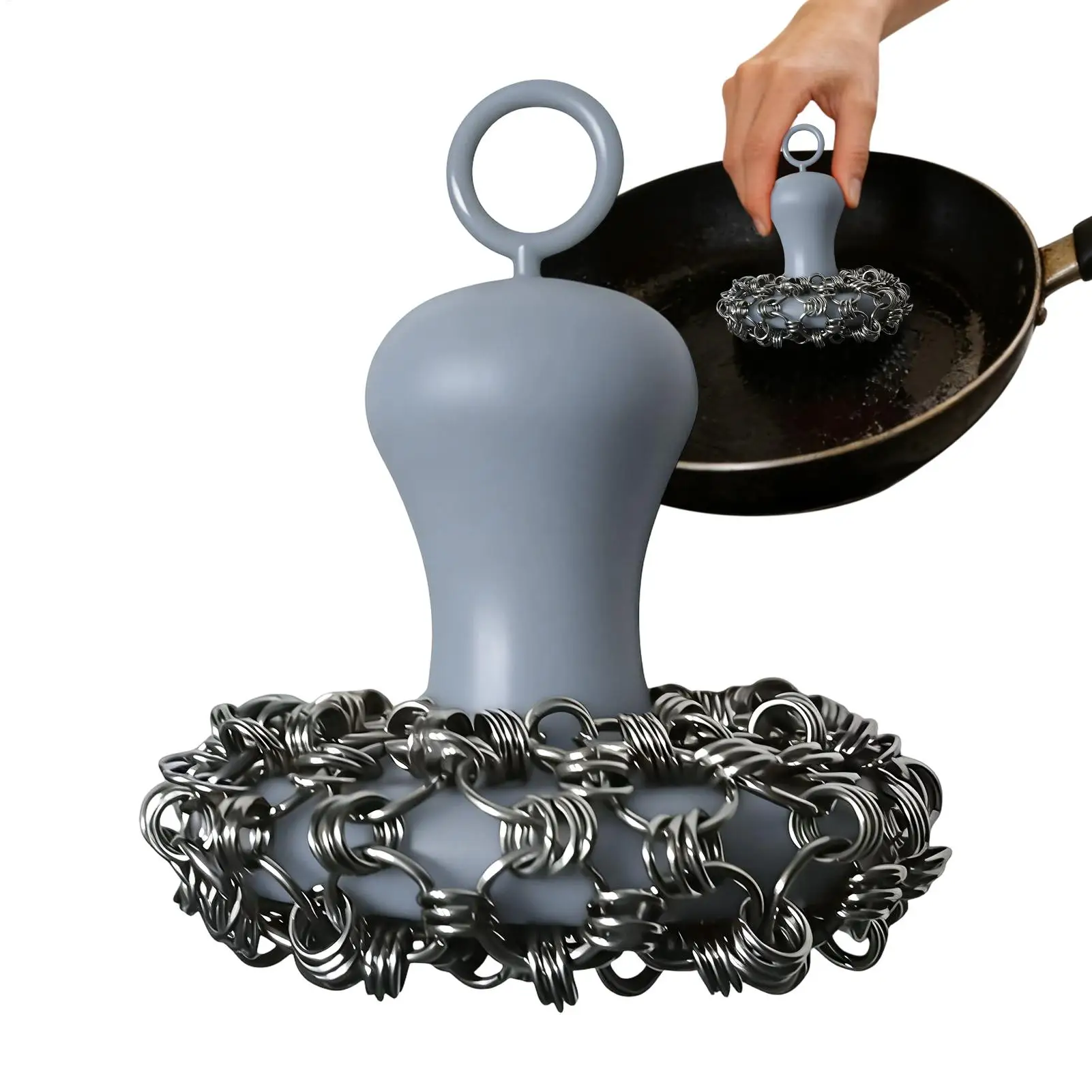 Cast Iron Skillet Scrubber Cute Shape Scrubbing Tool Scrub Brush To Clean Cast Iron Pan For Grill Griddle Kitchen Camping RV