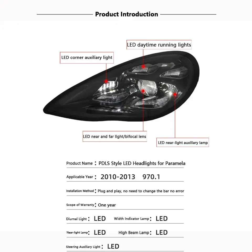 Faros delanteros LED para coche, lámpara de alta calidad para Porsche Panamera 970,1, 970,2, antiguo a nuevo, 2010-2016, actualización 2022, matriz