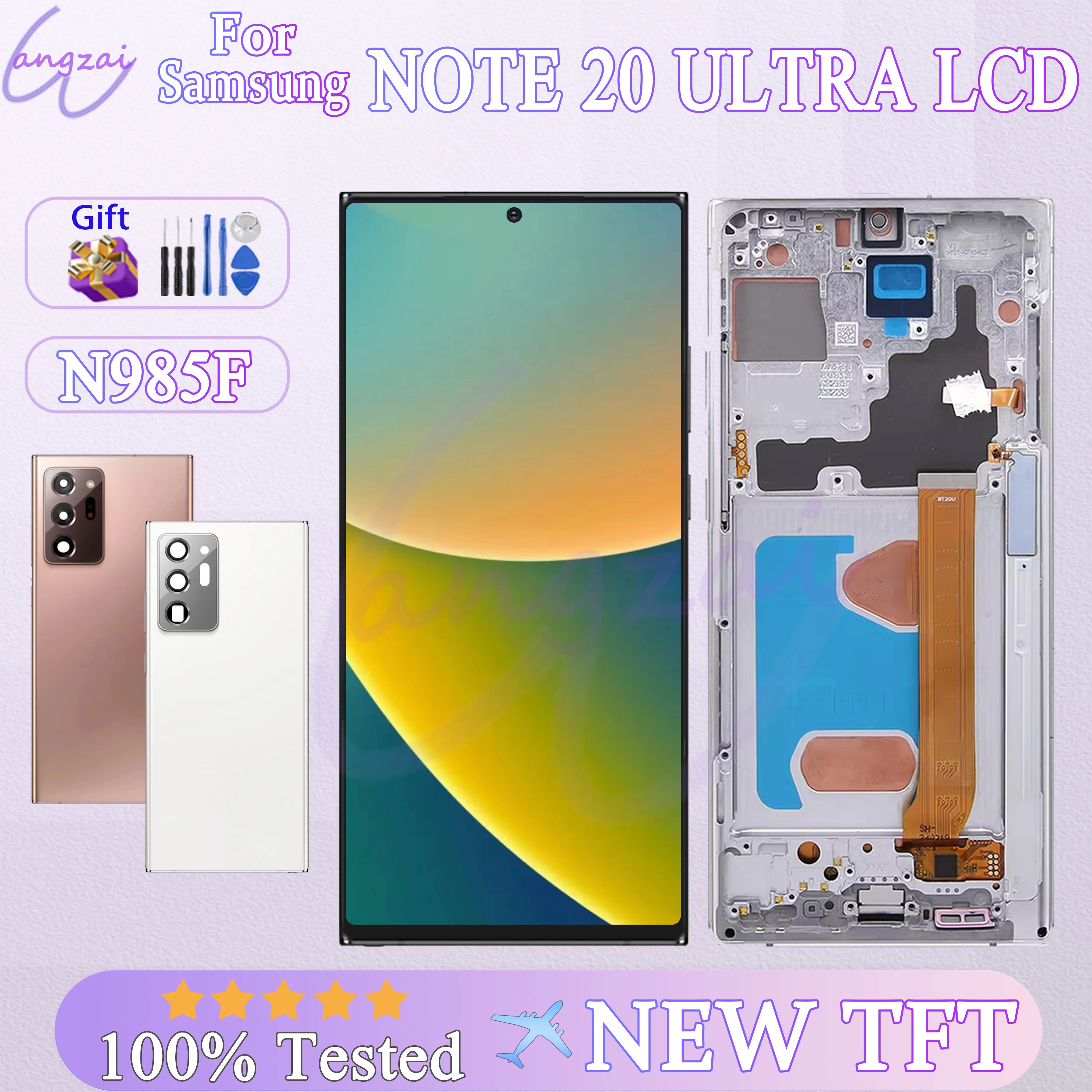 

New TFT Screen For Samsung Galaxy Note 20 Ultra LCD N985 N985f N986u N986b Display Digital Touch Screen Assembly No Fingerprints