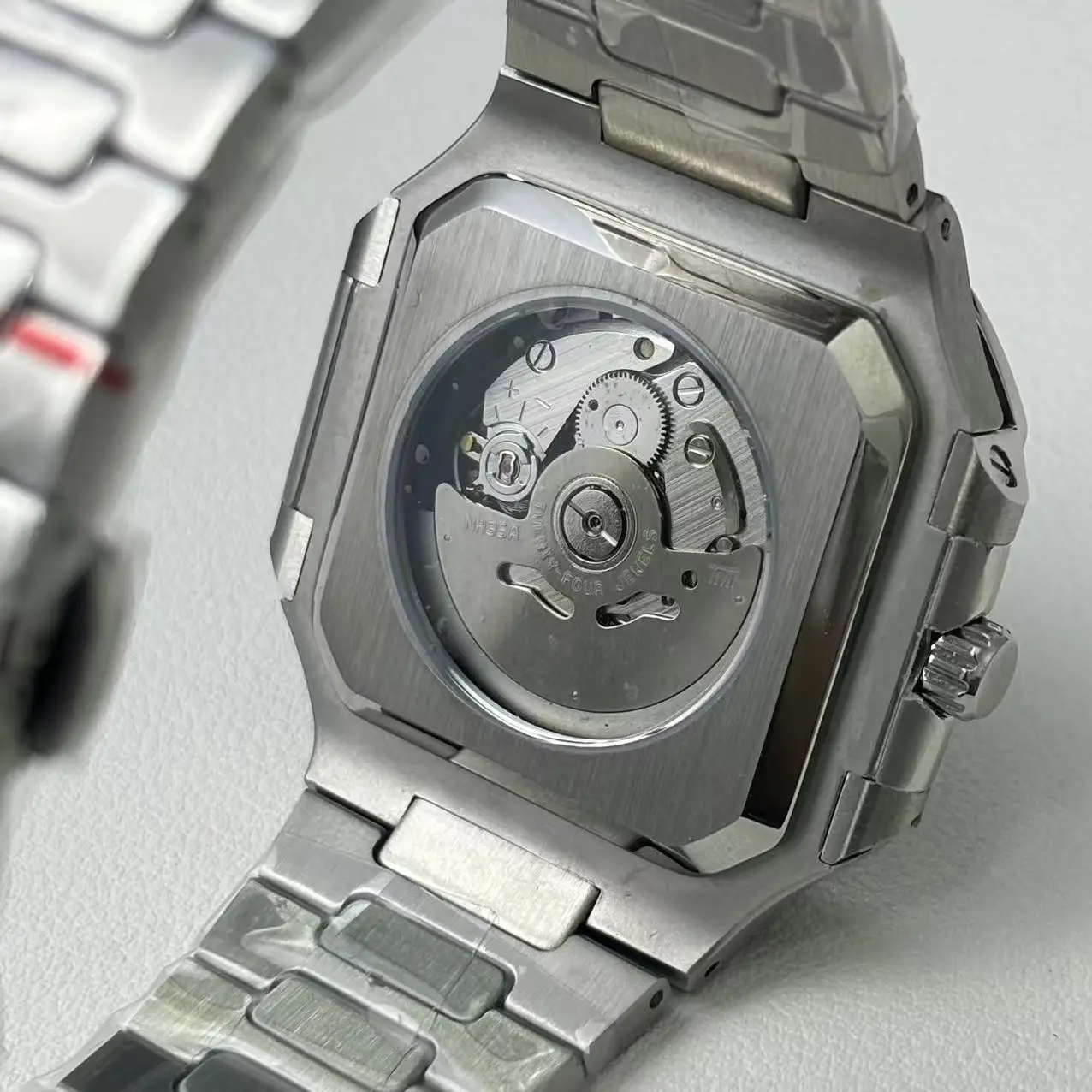 ساعة NH35 للرجال 38 ملم هيكل فولاذي مربع أسود ميكانيكية NH35 حركة أوتوماتيكية هدية تاريخ الموضة