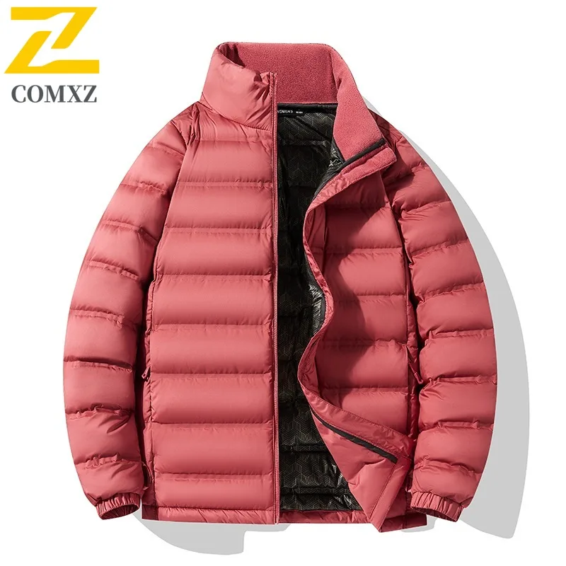 COMXZ Men Puffer graphene Jacket Stand Collar Outdoor Windproof Warm Coat Fashion Korean style Autumn Winter outdoor Parkas 2025