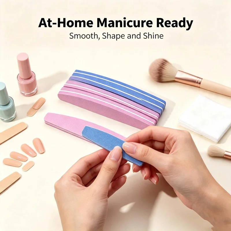 5Pcs Double-Sided Sponge Nail File Block,Nail Buffing Sanding Buffer Strip,Nail Polish Polisher for Manicure & Pedicure Care