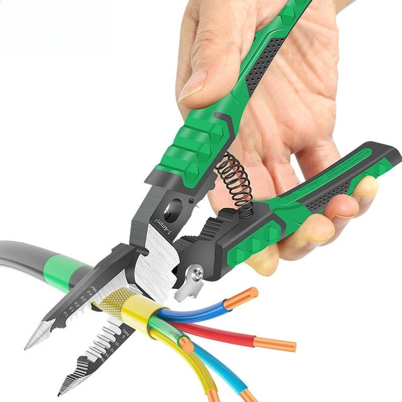 Multi functional 9-inch pointed wire stripping pliers, cable crimping pliers, mini manual electrician specific pliers