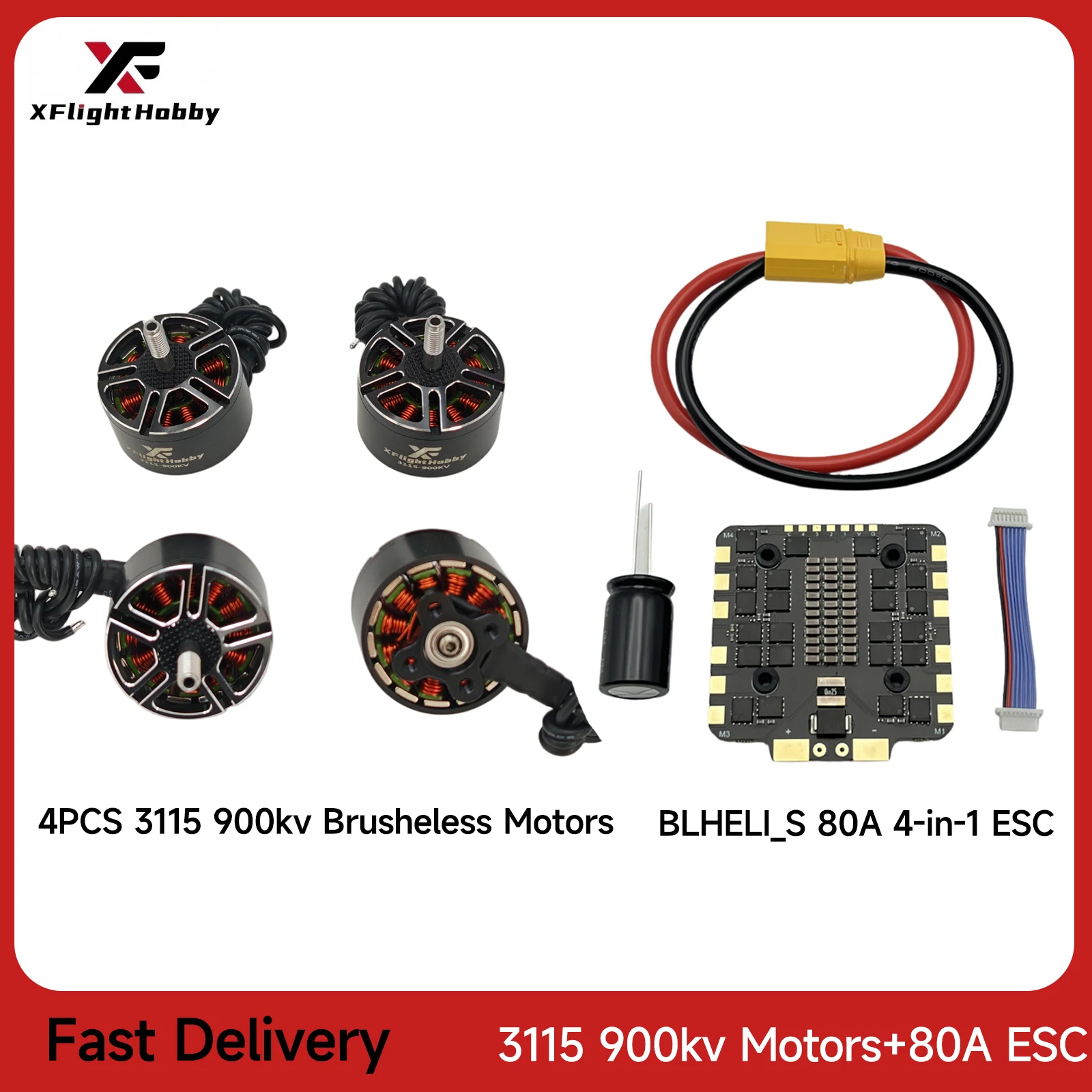 XFlight Hobby 3115 900KV 3-6S borstelloze motoren en 80A ESC 3-8S lipo voor 10 inch FPV Racing Drone Quadcopter