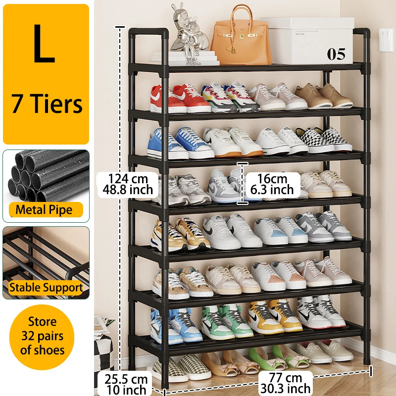 Meerlaags metalen schoenenrek, grote capaciteit schoenenopberger voor entree, kast, garage, schoenenplank voor woonkamer